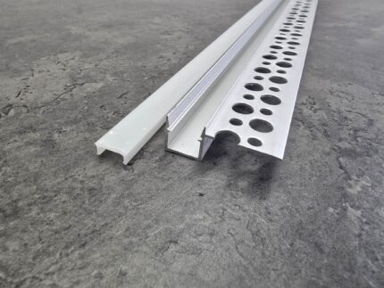 Plaster-In Edge Aluminium LED Profile (2m) - Architectural Corner Finish, Max PCB 10mm