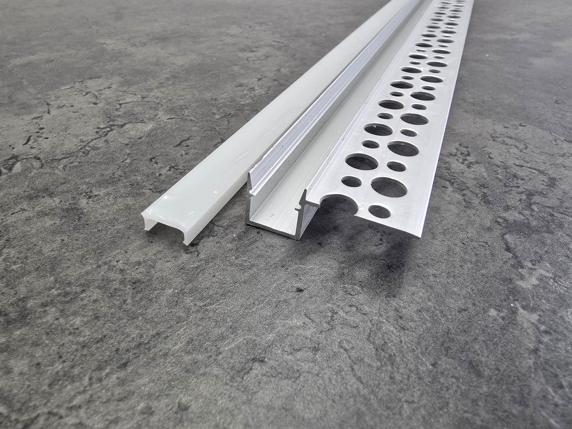 Trimless Plaster-In Edge Aluminium LED Profile (1m) - Single-Sided Finish, Max PCB 10mm