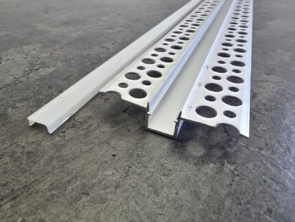 Plaster-In Mini Aluminium LED Profile (2m) - Architectural Trimless Finish, Max PCB 10mm - Complete with Fixings