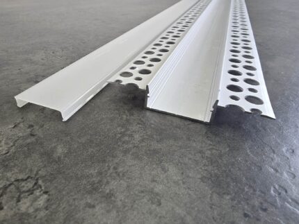 Plaster-In Wide Aluminium LED Profile (2m) - Architectural Trimless Finish, Max PCB 27mm - Complete with Fixings